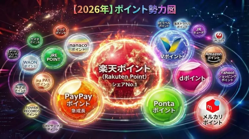 ポイント勢力図、太陽系にシェア率毎のポイントロゴ